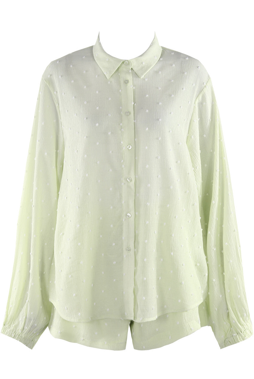 CARRIS - Bubble Texture Short & Shirt Set Mint