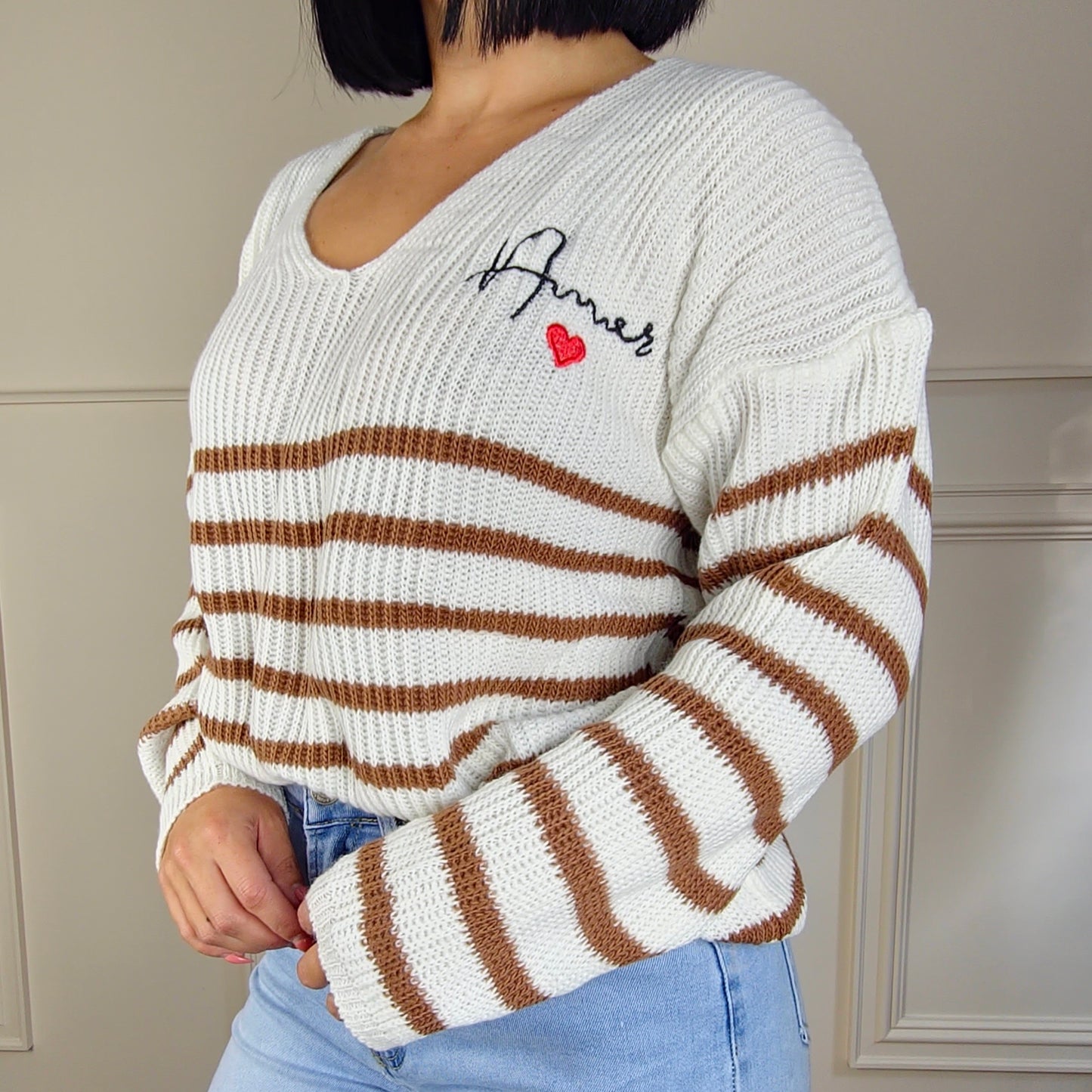 ALISA - Striped 'Amore' Knitted Sweater Top