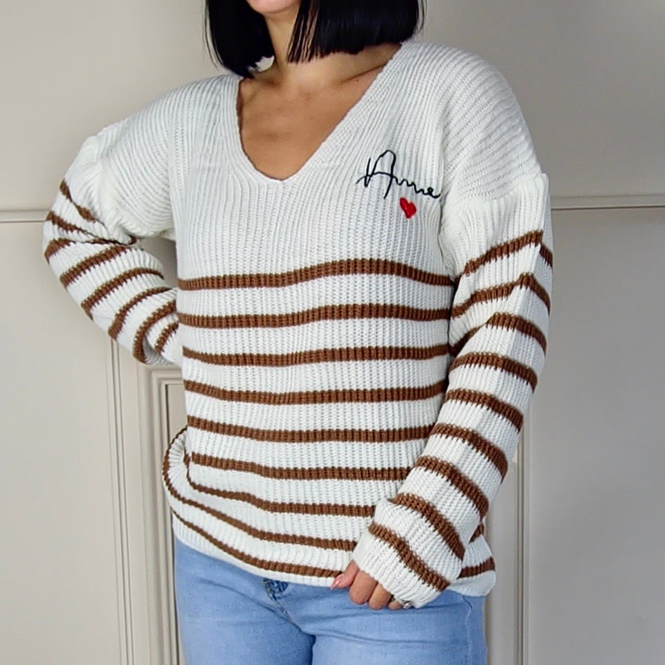 ALISA - Striped 'Amore' Knitted Sweater Top