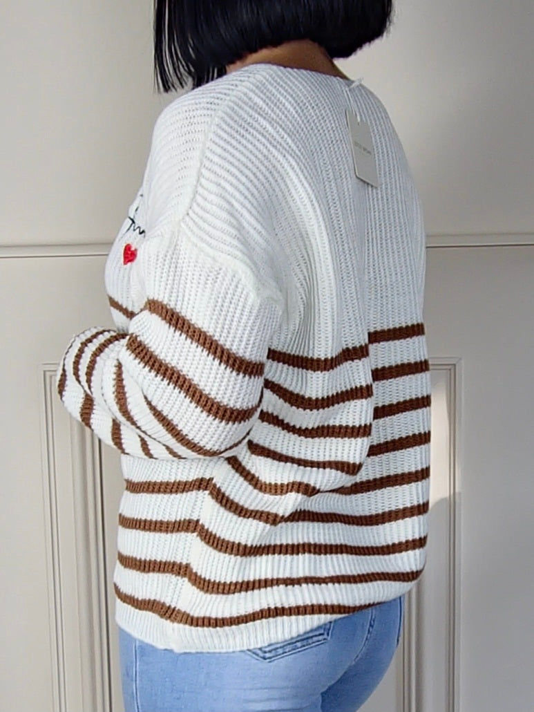 ALISA - Striped 'Amore' Knitted Sweater Top