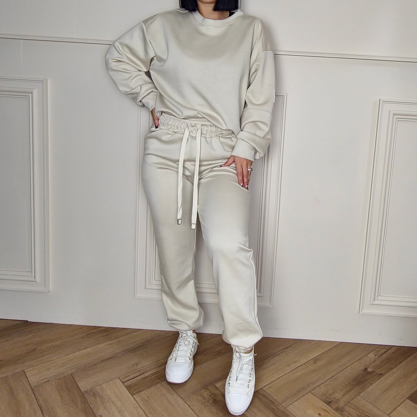 TANYA - Two Piece Co-Ord Cuffed Tracksuit Stone