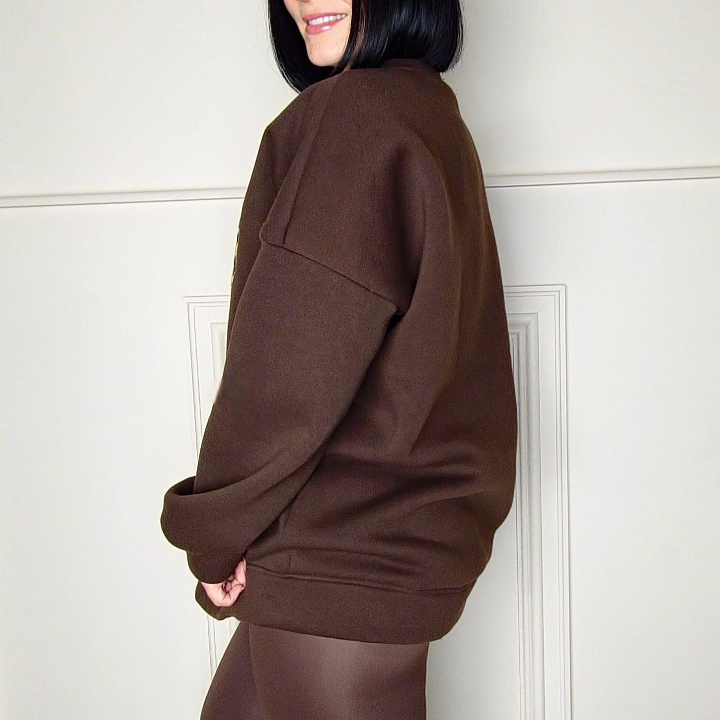 CIAO - Leopard Print Slogan Relaxed Fit Fleece Lined Sweatshirt