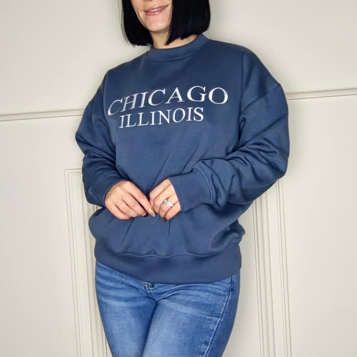 CHICAGO - Embroided Fleece Lined Sweatshirt