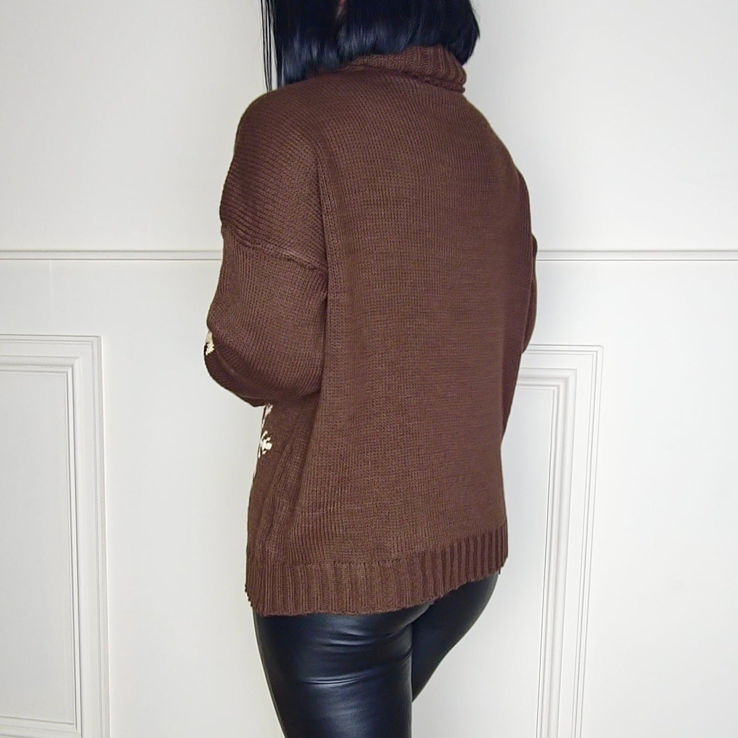 LUNA - Snowflake Shimmer Jumper Chocolate