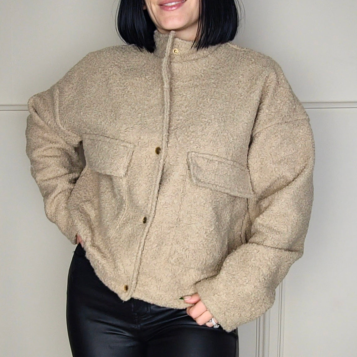 WINNI - Cotton Boucle Jacket Camel