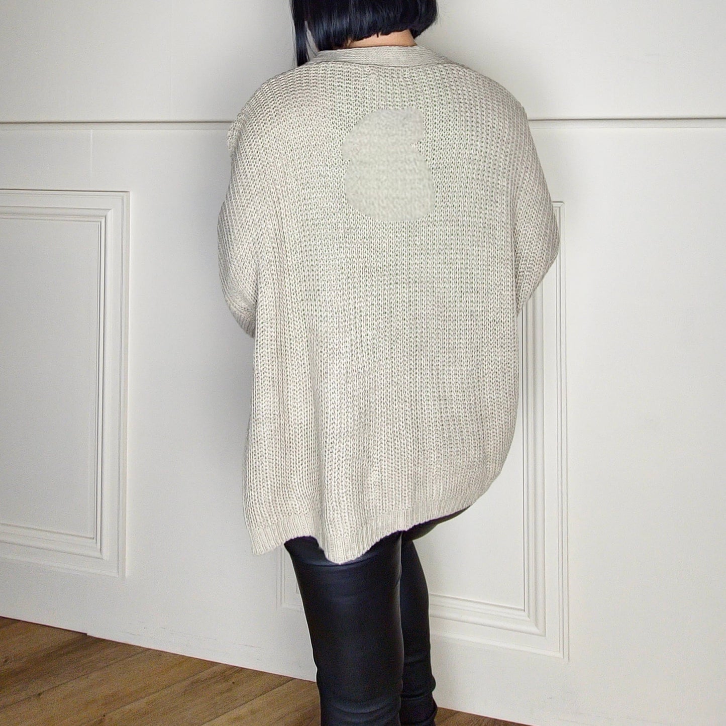 BELLA - Pocket Detail Knitted Cardigan Stone