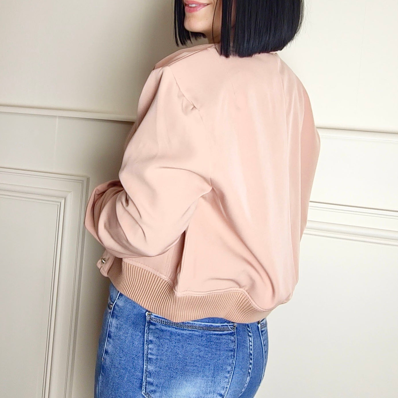 BETH - Long Sleeve Bomber Jacket Dusty Pink