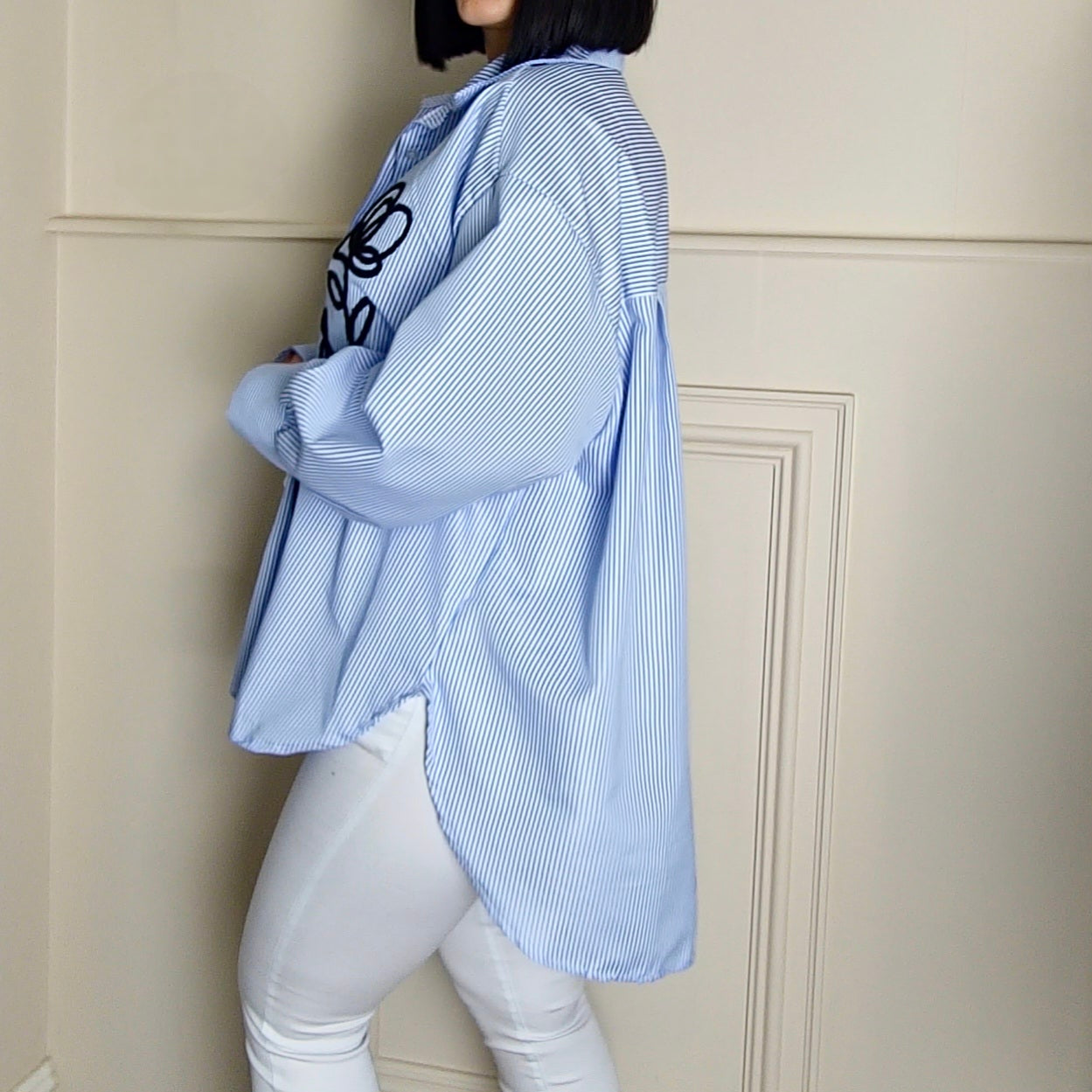 ZELLA - Oversized Abstract Embroided Shirt