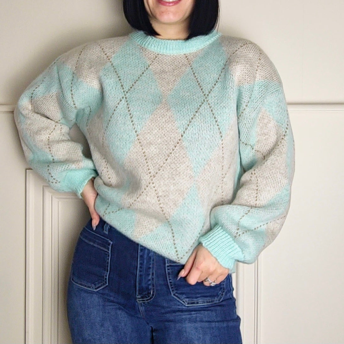 DIXIE - Argyle Diamond Knitted Sweater