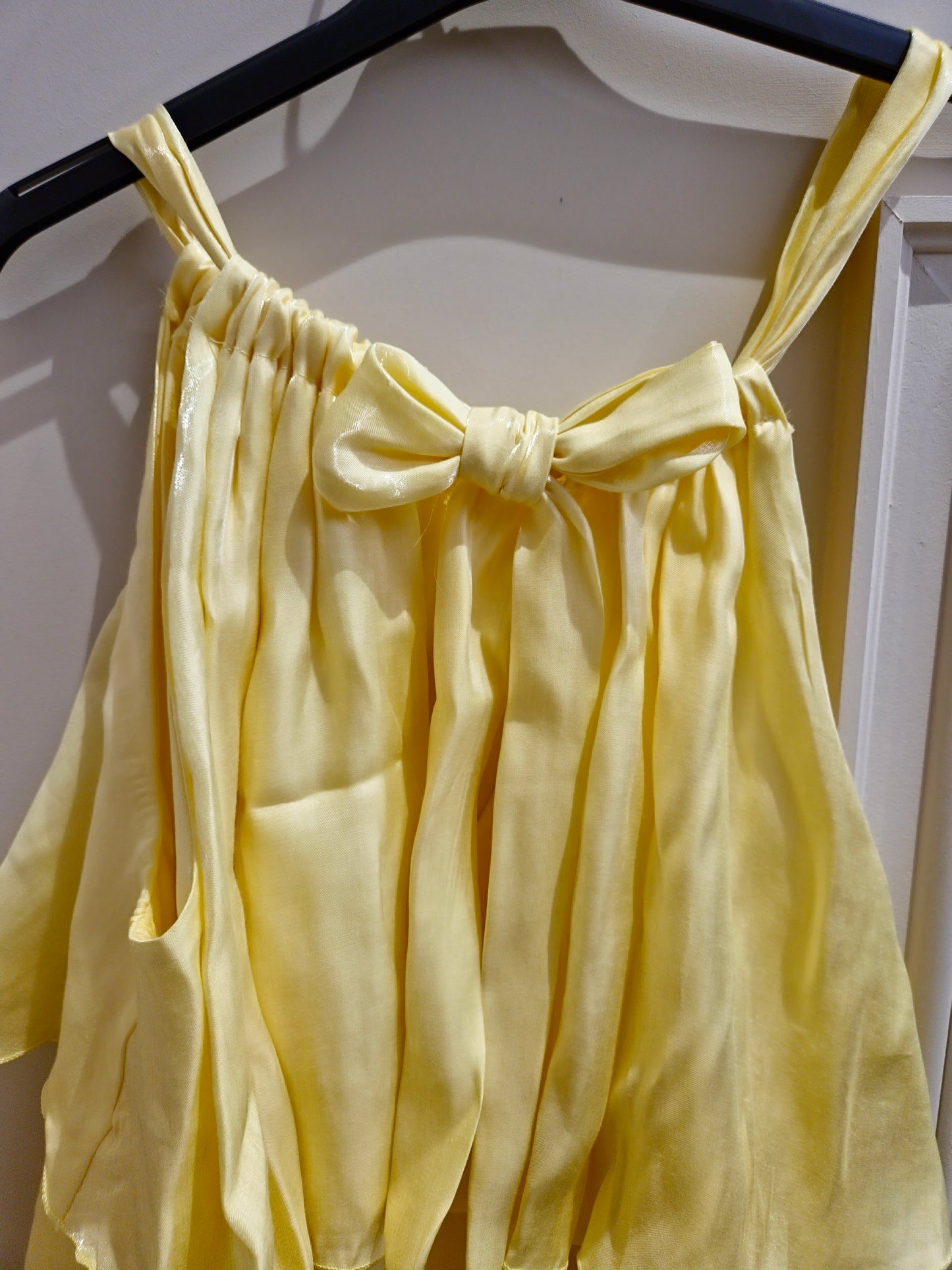 ANNALISE - Tiered Ruffle Halter Neck Dress Shimmer Sunshine Yellow