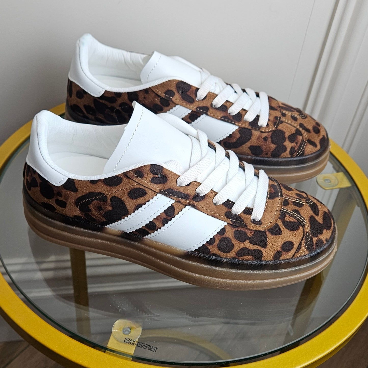 SARA - Leopard Lace Up Chunky Trainer