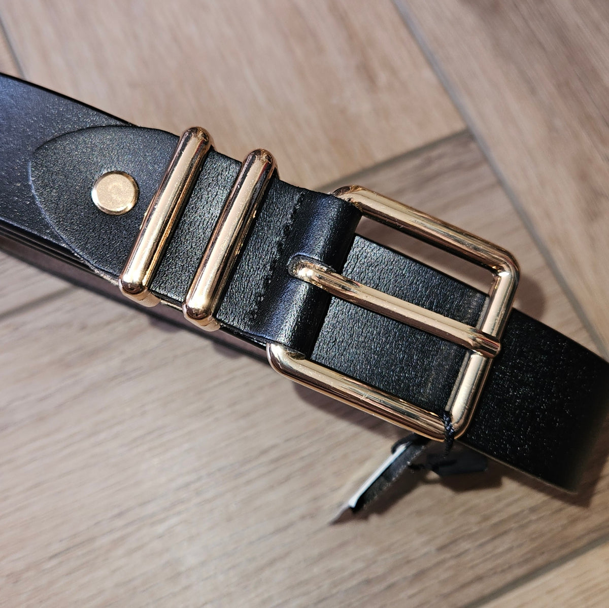 KIRSTY - Gold Buckle Real Leather Belt