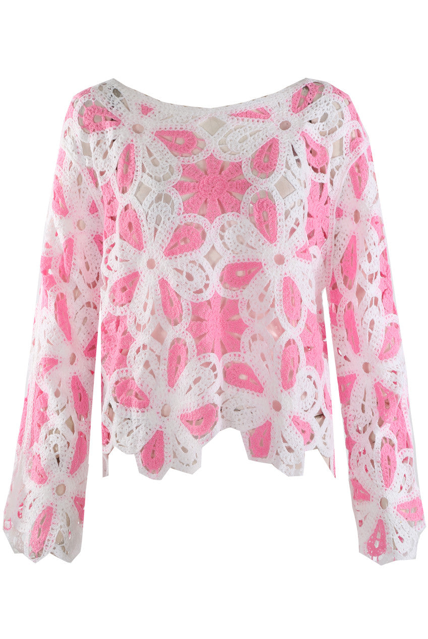 SUNKISS - Petal Crochet Knit Pink