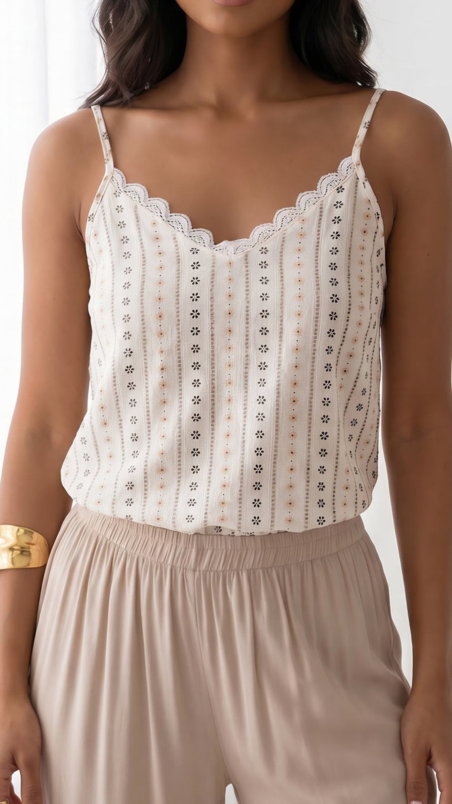 GRACIE - Lightweight Linen Blend Scallop Neck Cami