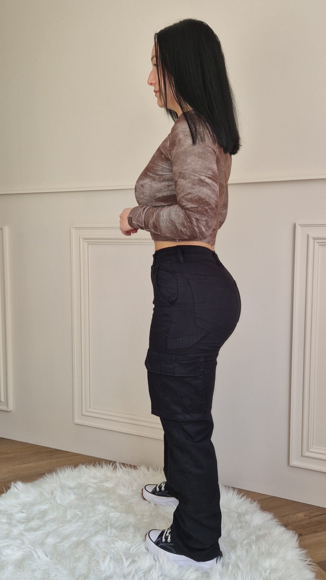 HARLOW - Straight Leg Cargos Black