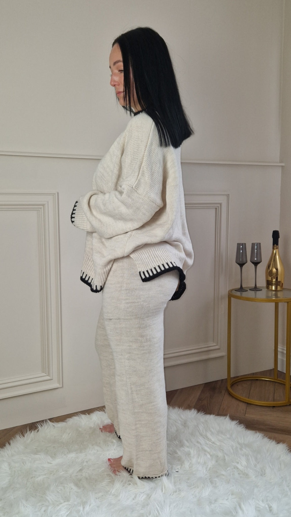 AMBER - Premium Knitted Lounge Set Cream