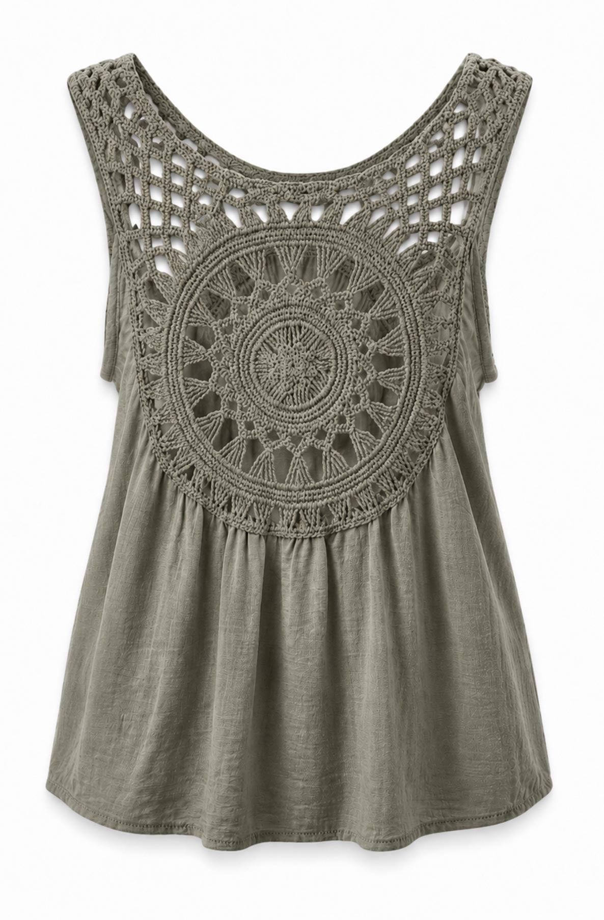 ALEXIS - Crochet Back Vest & Trouser Set Khaki