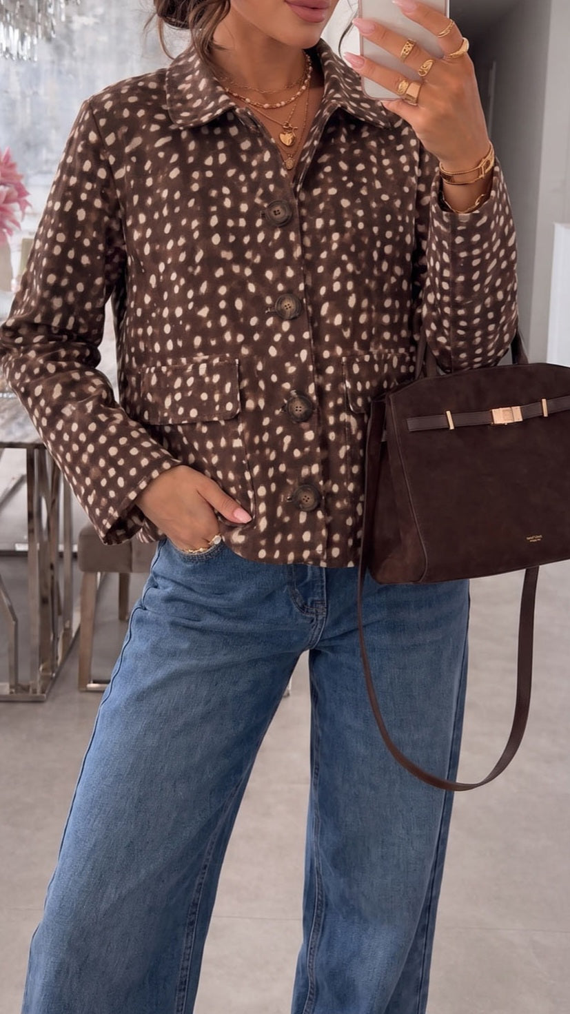 FIENNA - Dawn Print Faux Suede Shirt Jacket