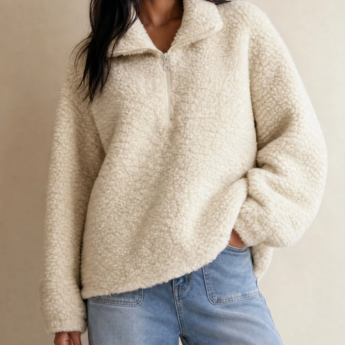 HARPER - Teddy Borg Half Zip Fleece Jacket