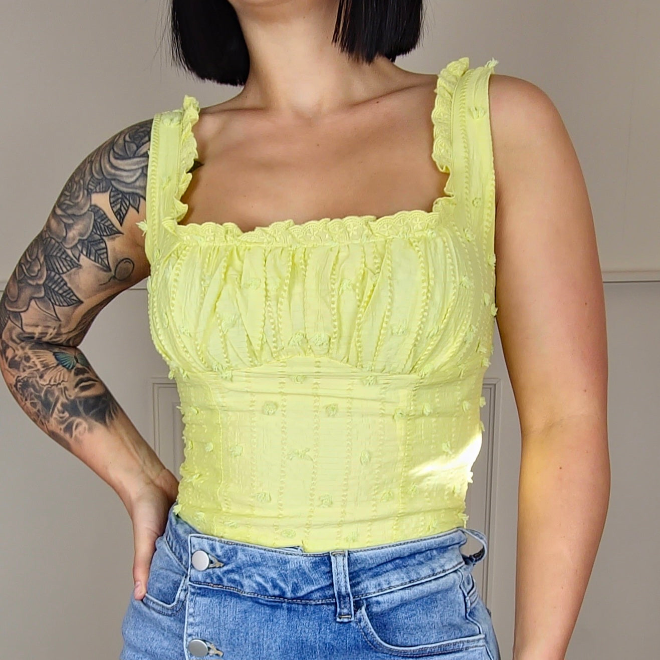 LYRA - Broiderie Anglaise Prairie Top Lemon