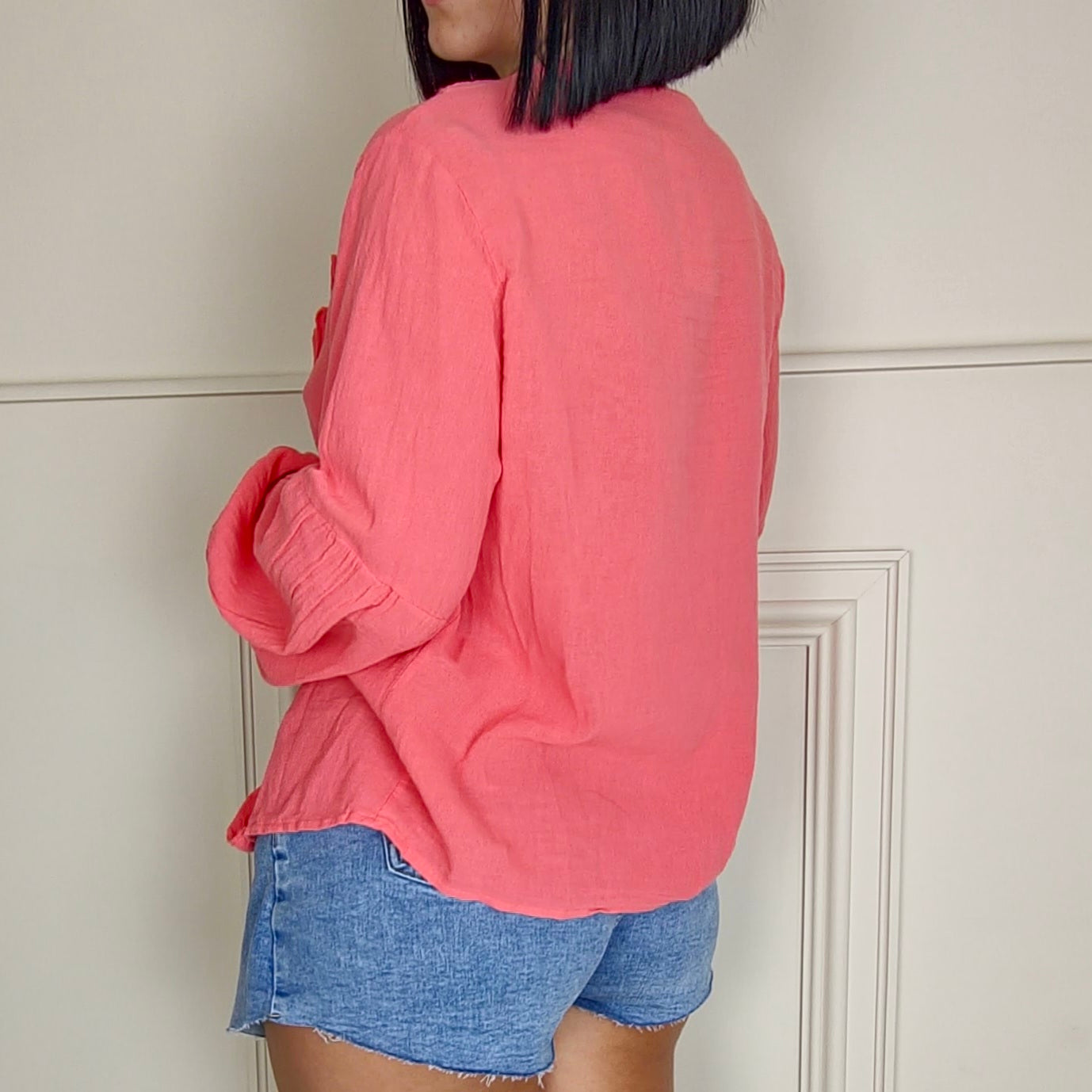 KARRIE - Frill Front Tie Up Blouse