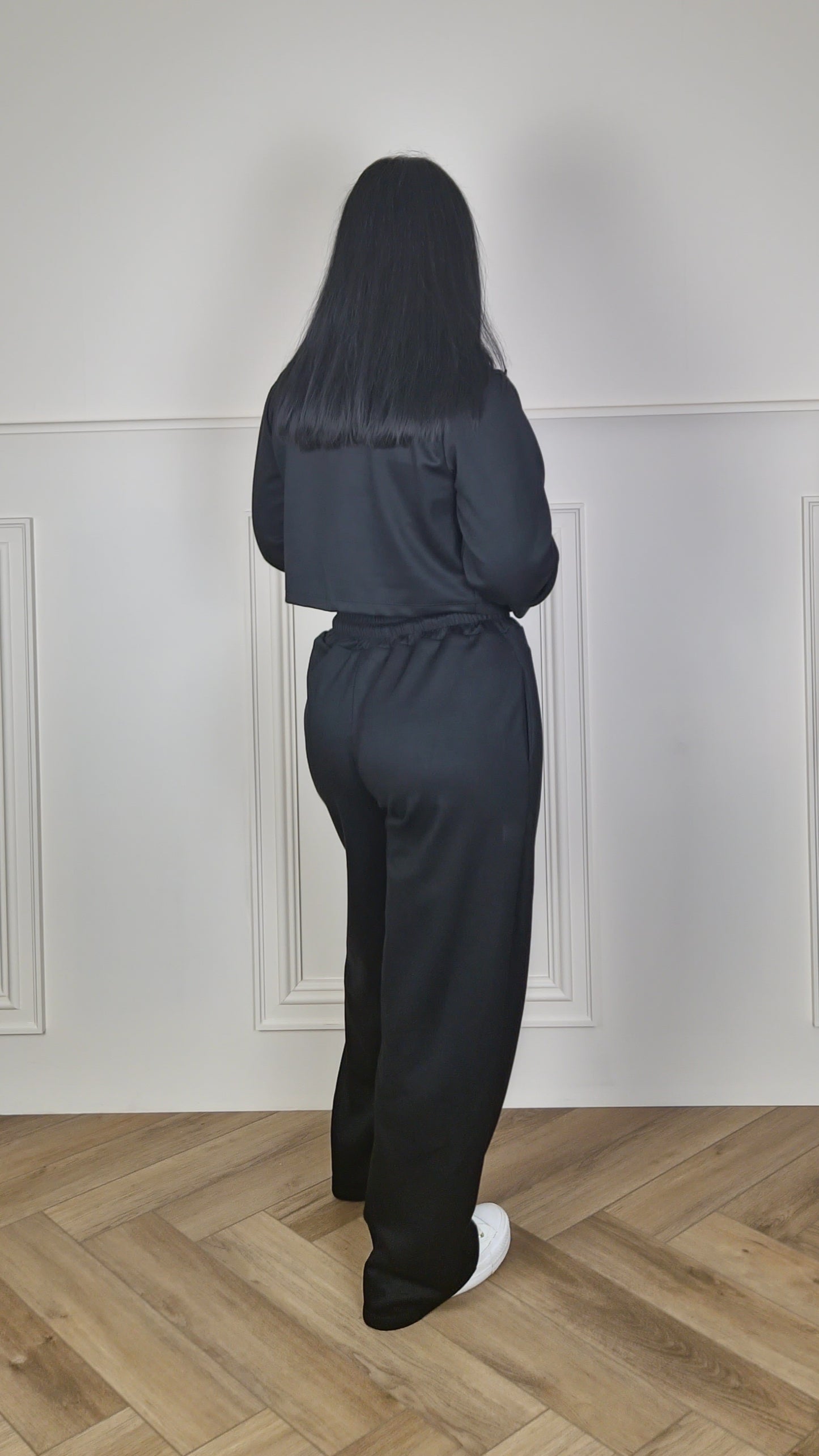 MONIQUE - Bomber Zip Up Jacket With Wide Leg Trouser Set Dark Grey
