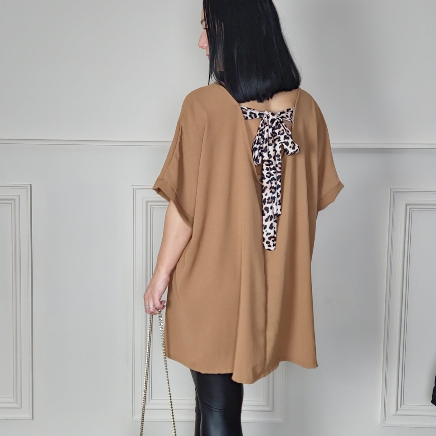 NIKITA - Italian Leopard Tie Back Tunic Top (Curve)