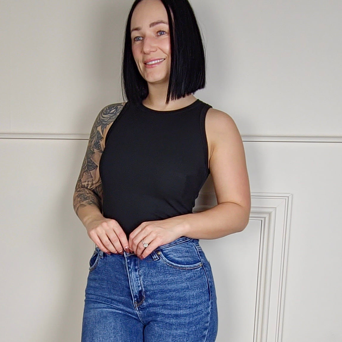 NADIA - Ribbed Vest Top Black