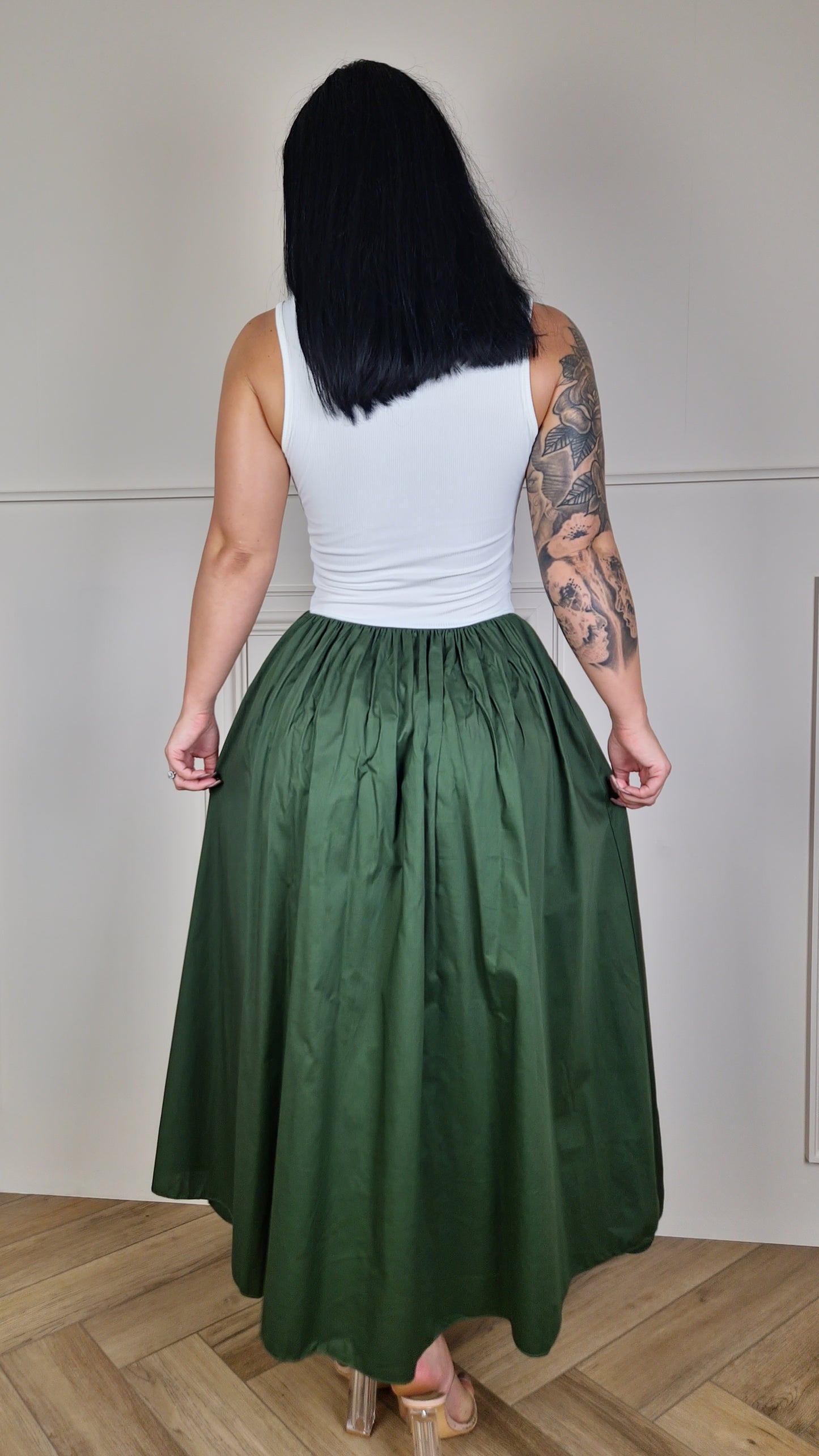 KEELEY - Two Tone Dress White/Khaki