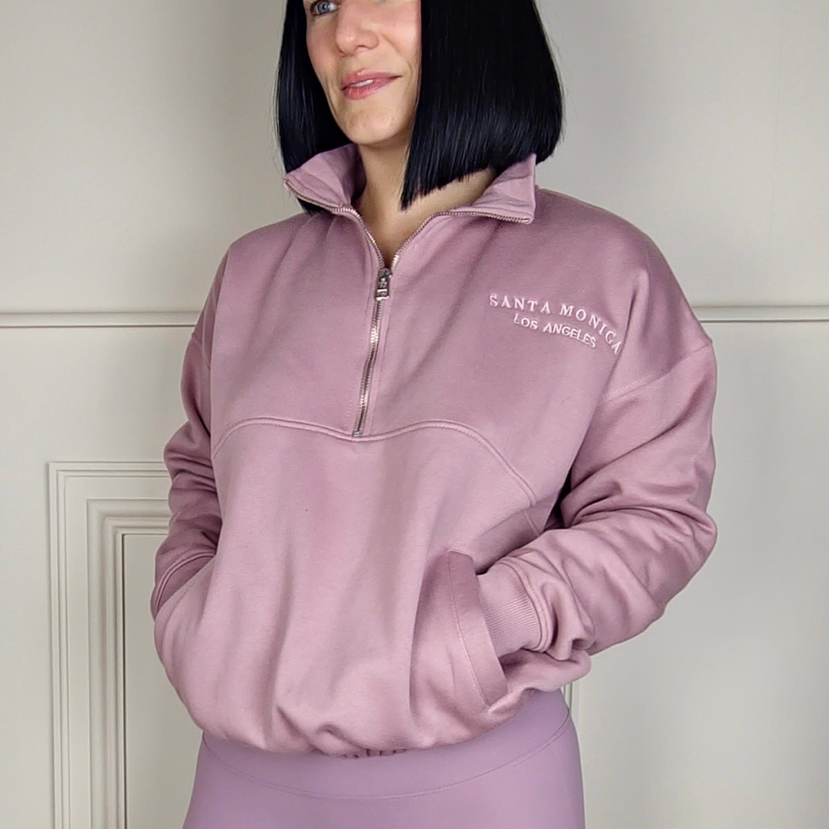 SANTA MONICA - Half Zip Sweatshirt Mauve