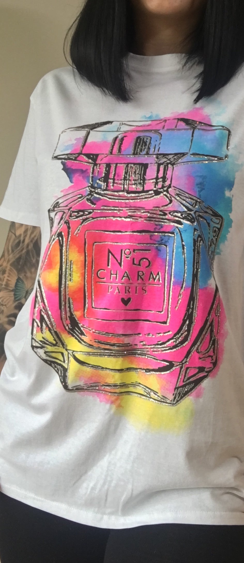 NO.51 - Colourful Perfume White T-shirt