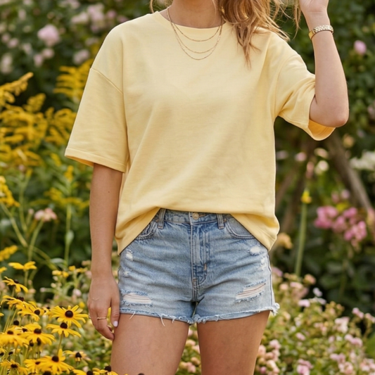 JOANNA - Ultra Soft Oversized Tee Lemon