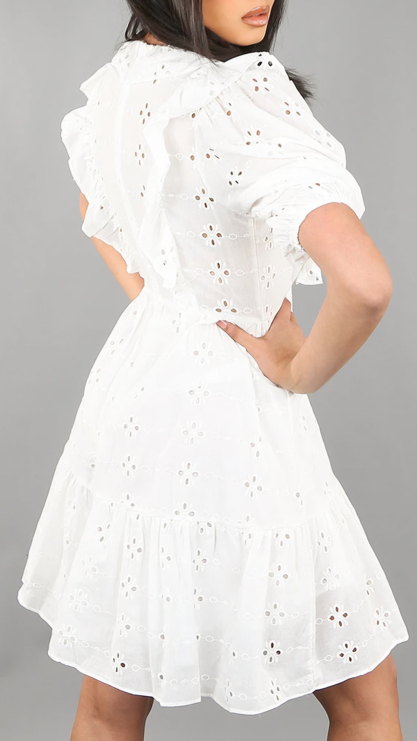 DARCIE - Anglaise V Neck Cotton Dress