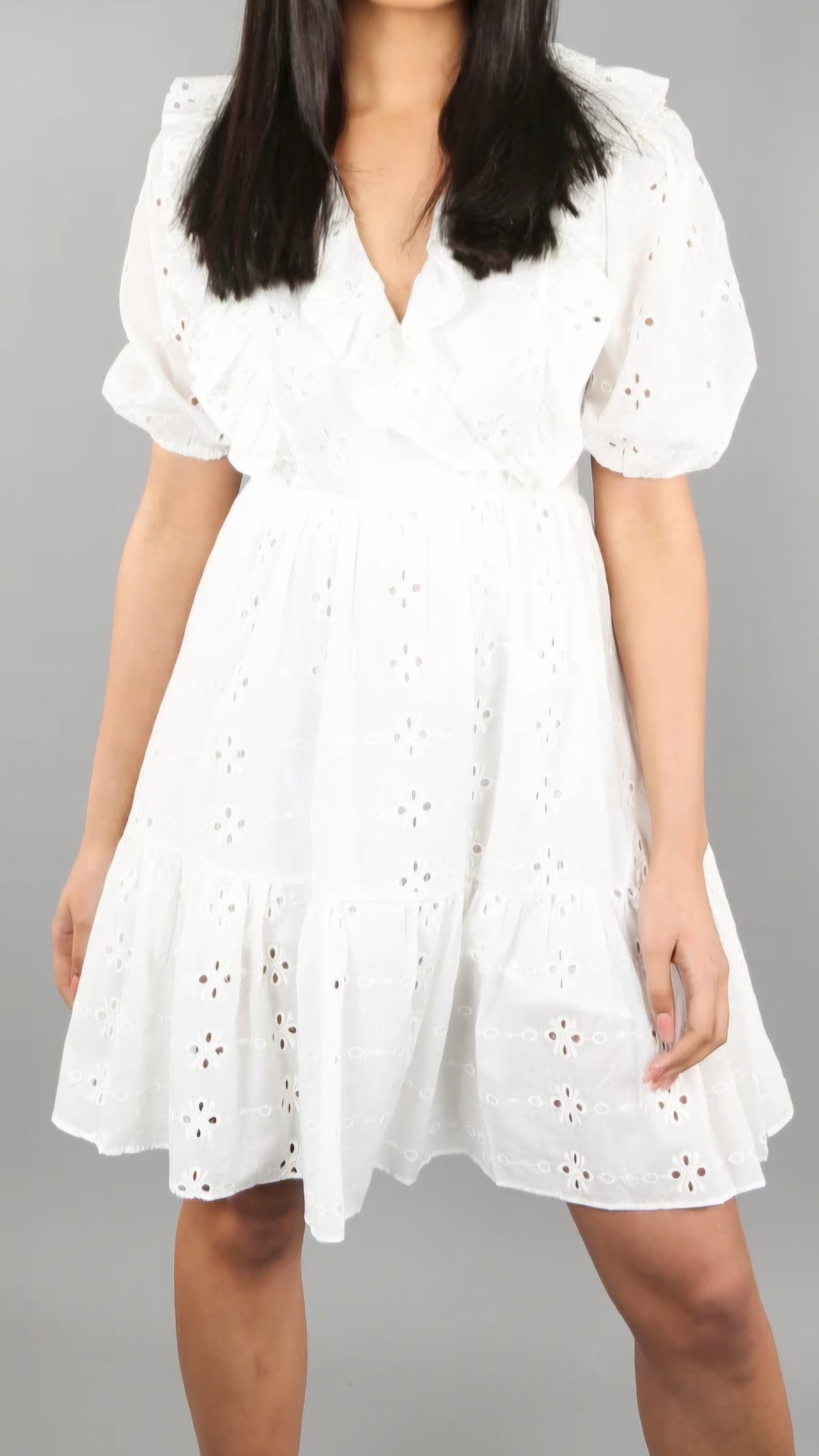 DARCIE - Anglaise V Neck Cotton Dress