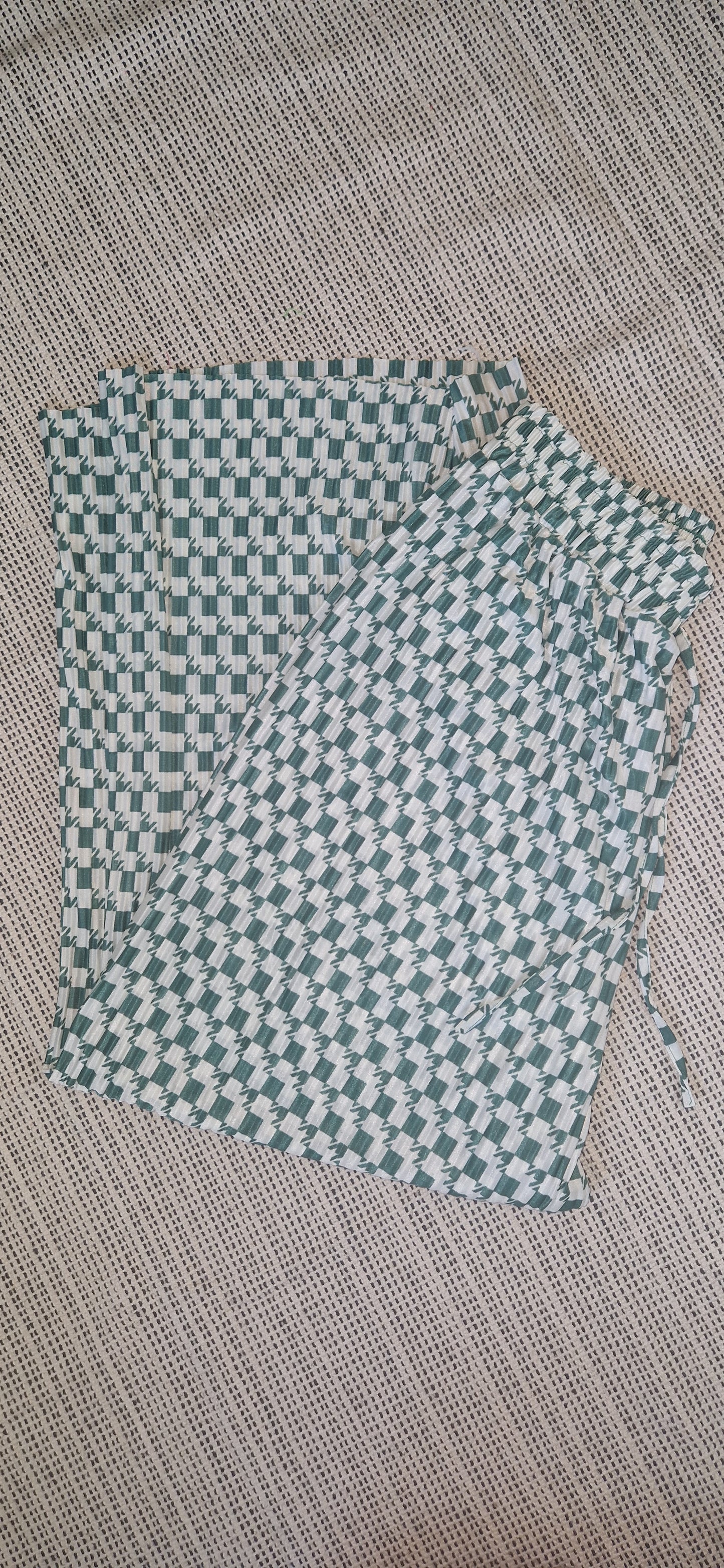 TARA - Patterned Wide Leg Trousers Green