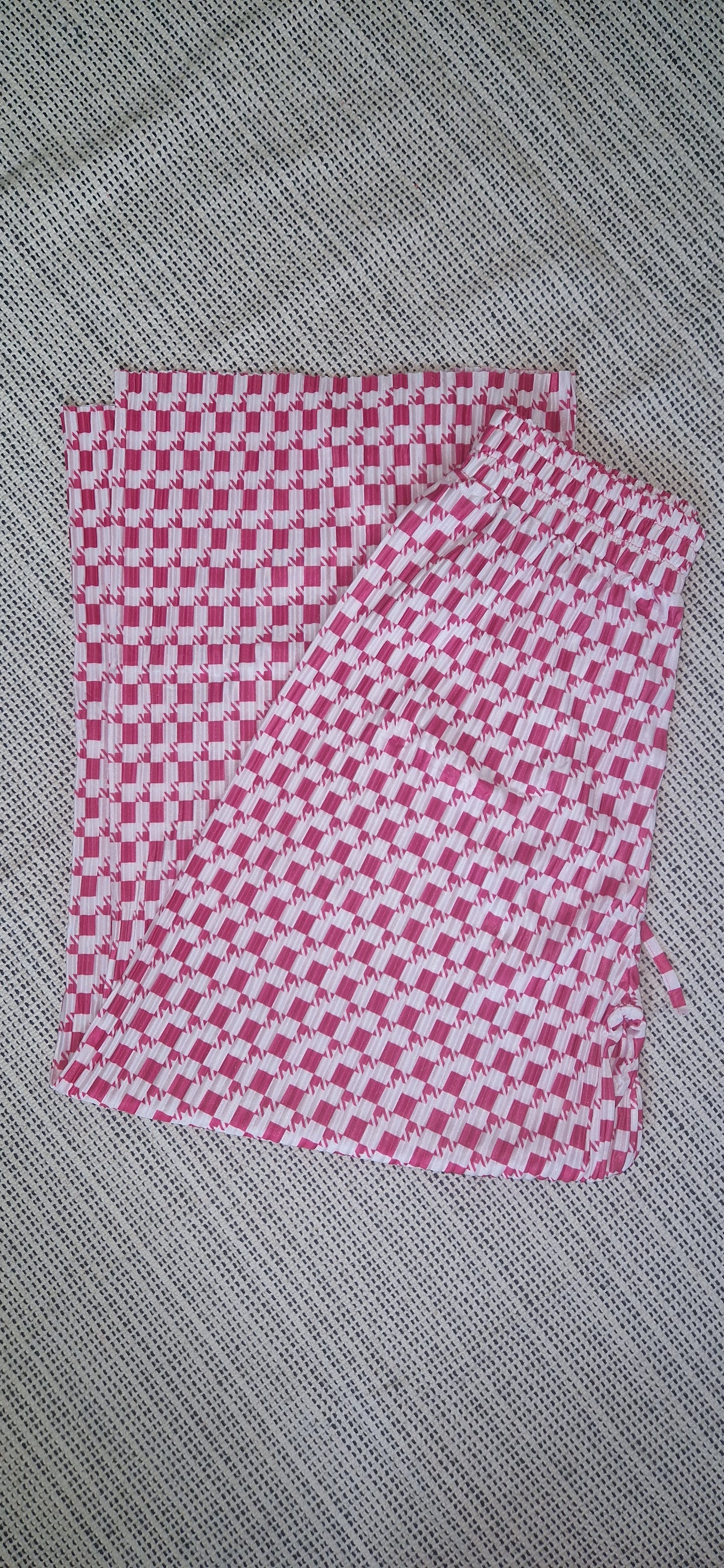 TARA - Patterned Wide Leg Trousers Pink