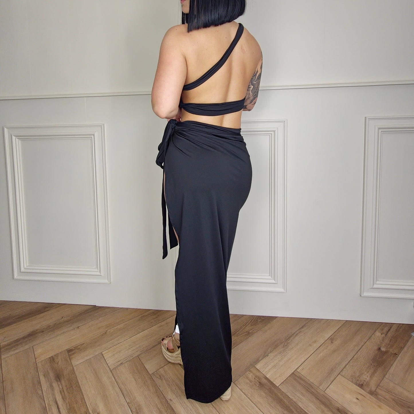 RIHANNA - Slinky Maxi Skirt Co-ord Black