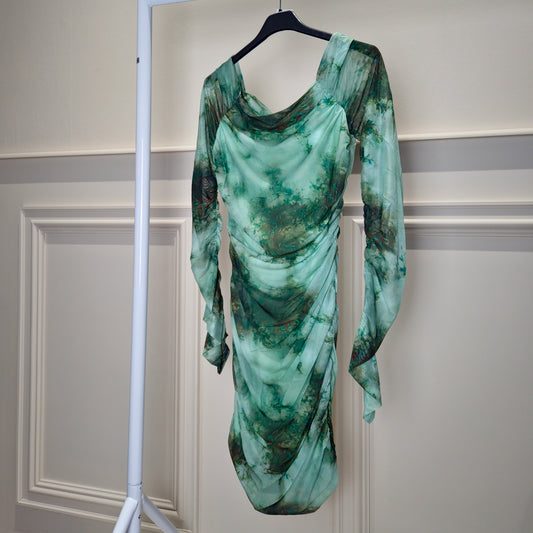 BELLA - Tie Dye Mesh Bardot Mini Dress