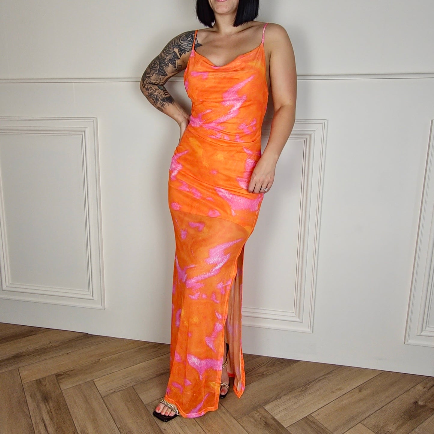 ESME - Premium Side Slit Dress Orange