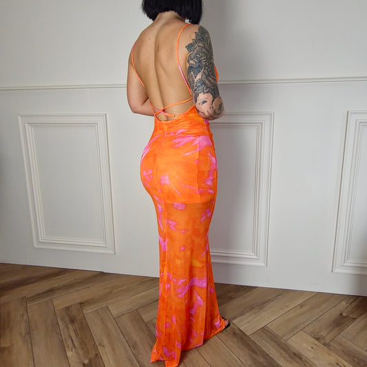 ESME - Premium Side Slit Dress Orange