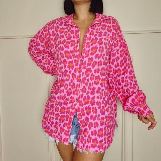 STACEY - Animal Print 100% Cotton Shirt