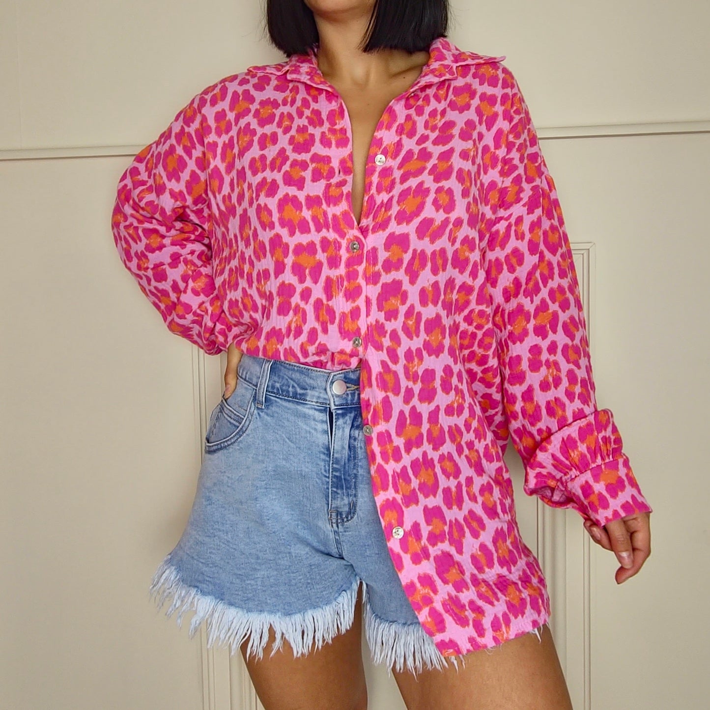 STACEY - Animal Print 100% Cotton Shirt