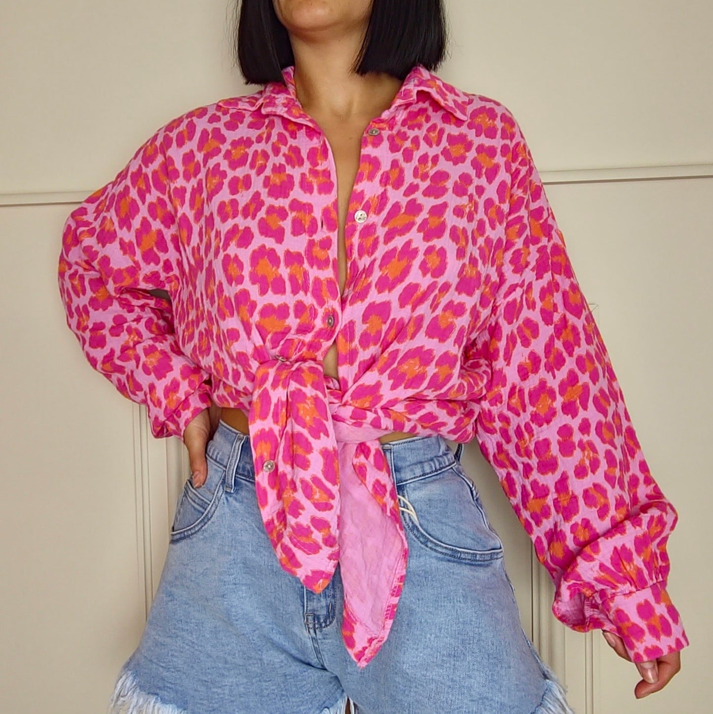 STACEY - Animal Print 100% Cotton Shirt