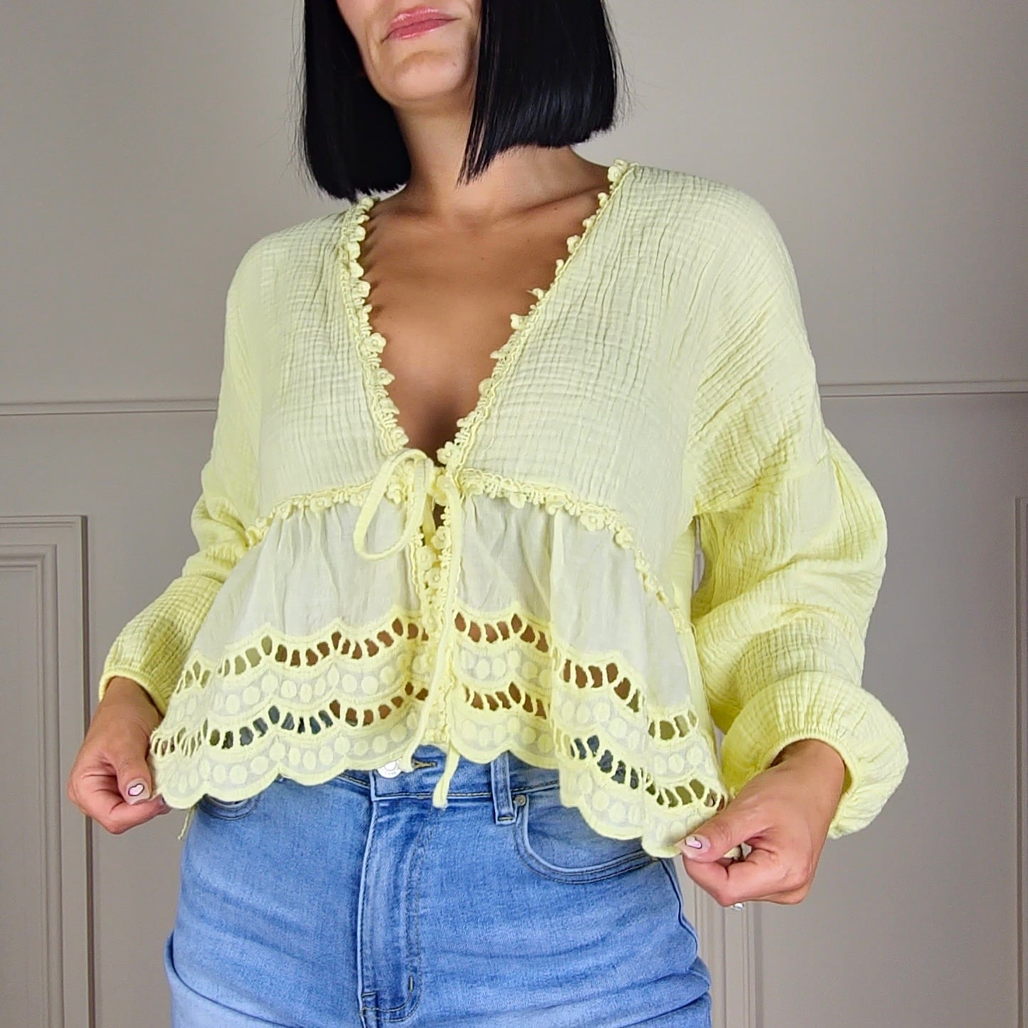 FREYA - Floral Cotton Tie Up Blouse