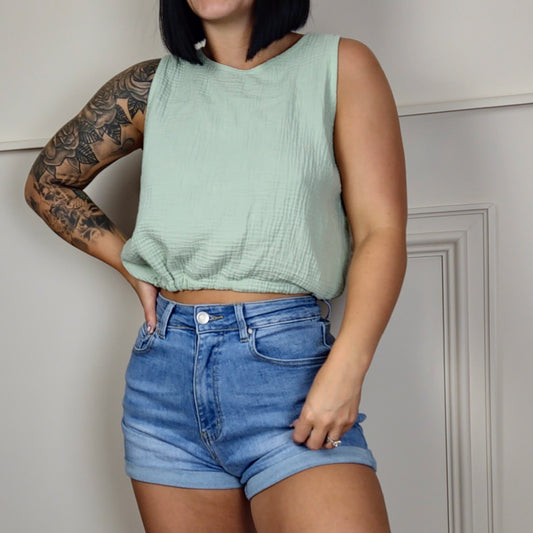 ADELE - Cotton Tie Back Top Mint