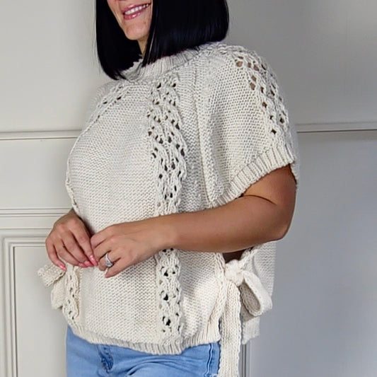 CELIA - Poncho Side Tie Up Knitted Jumper