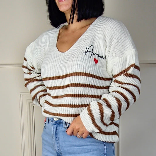 ALISA - Striped 'Amore' Knitted Sweater Top