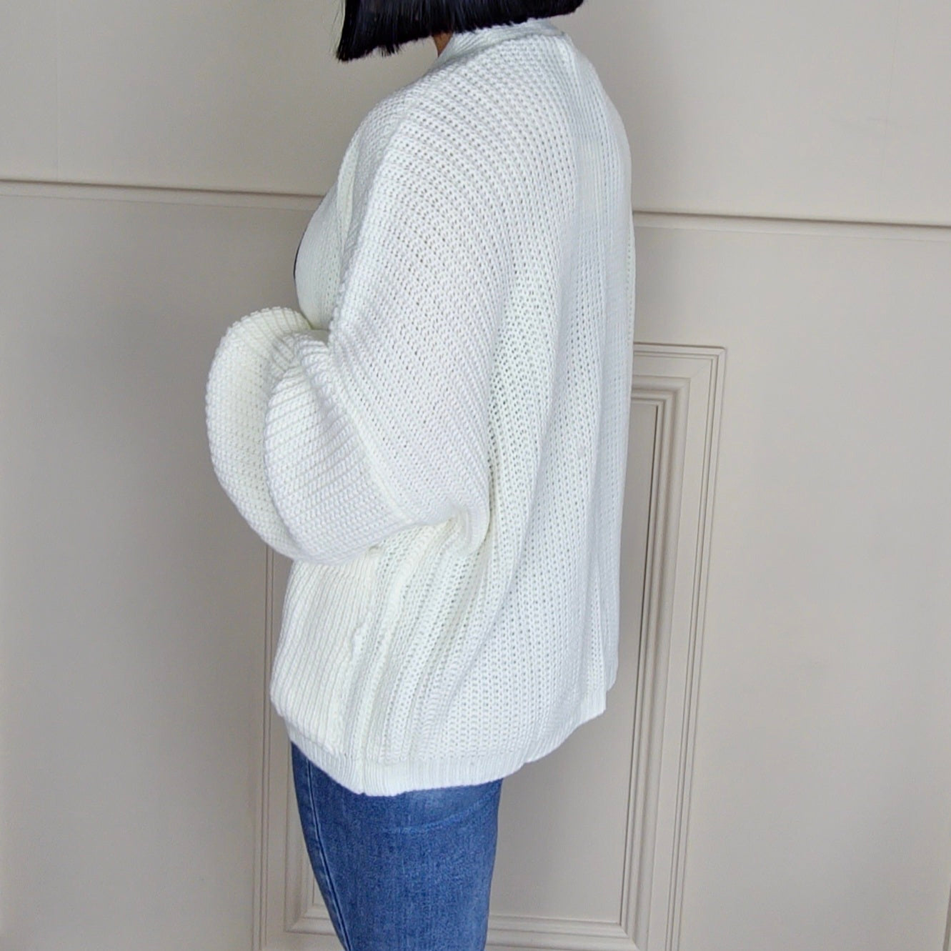 BELLA - Pocket Detail Knitted Cardigan Ivory