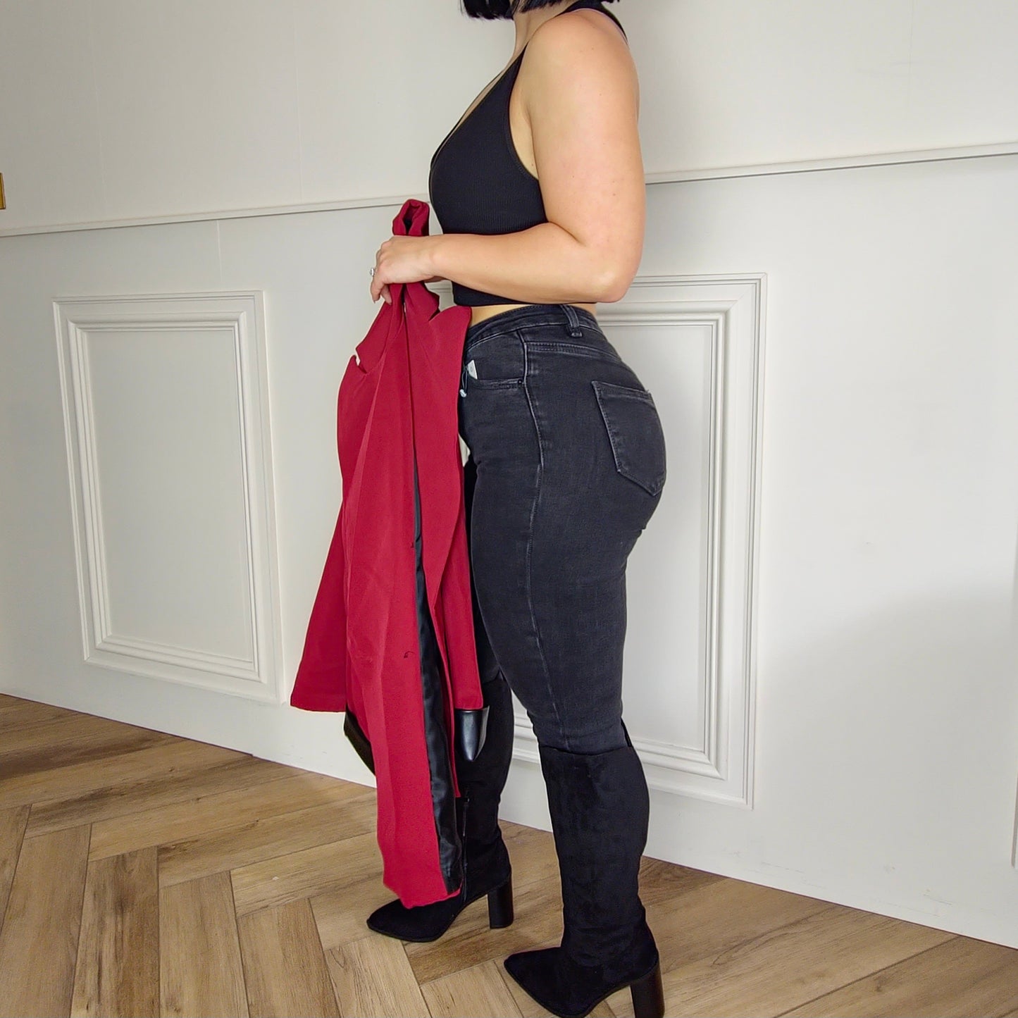 PAYTON - Black Distressed Ankle Skinny Jeans