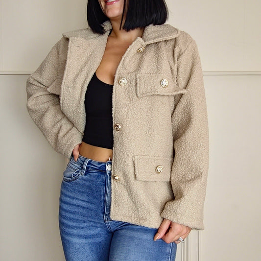 SHAYA - Boucle Style Jacket Stone